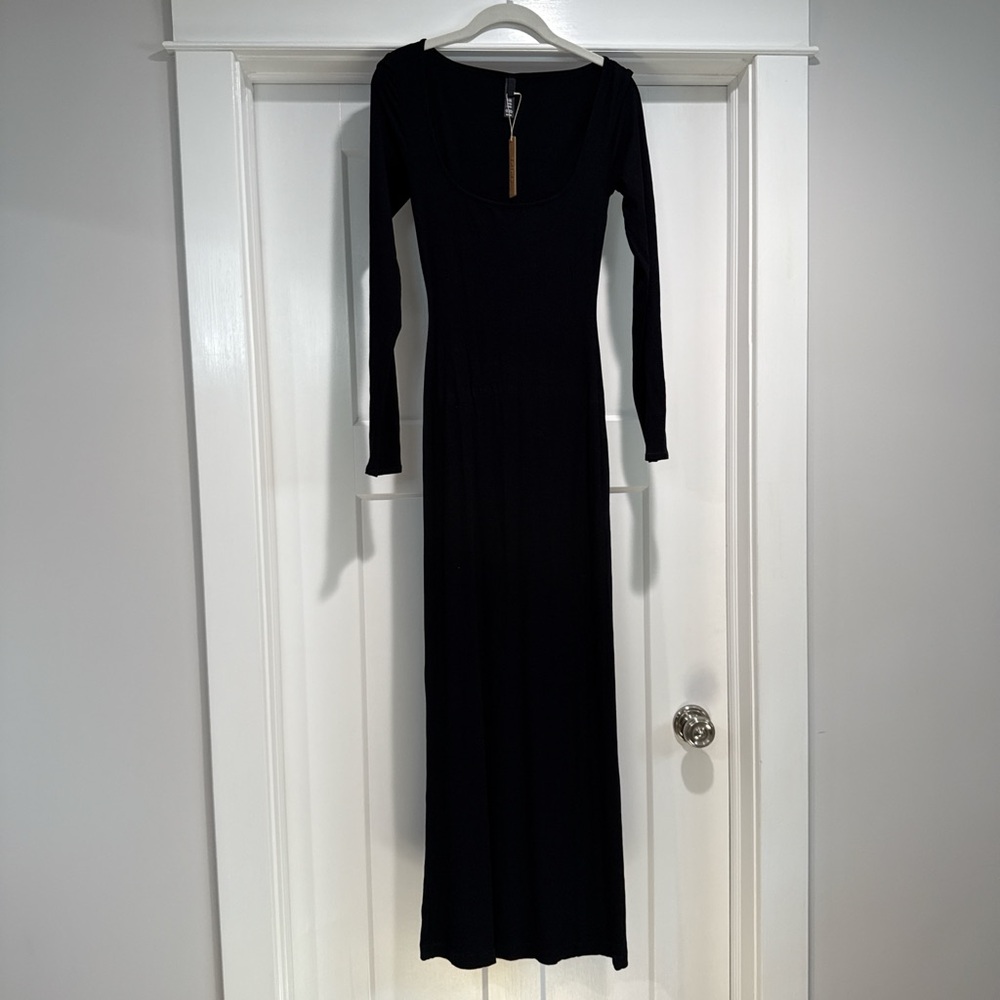 SKIMS Black Long Sleeve Slip Dress - Picture 2 of 4